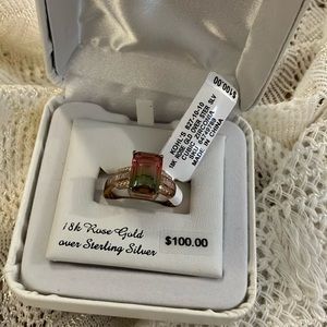 Ladies beautiful 18 karat rose gold over sterling silver CZ ring size 8 #5